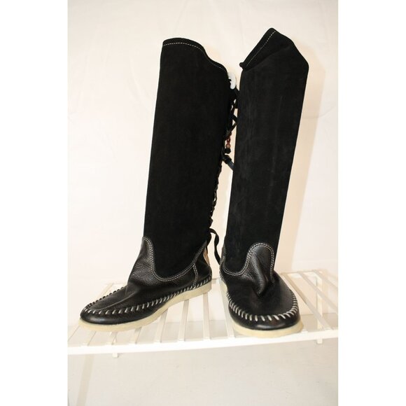 Anthropologie Buyamba Cycle of Hope Tall Black Lace up Boots - Picture 2 of 13